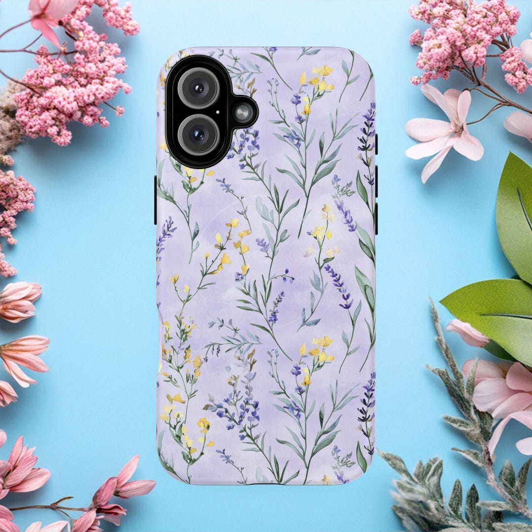 Phone Case Pattern Spring Spring Purple Flowers, Floral Pattern Summer Magsafe Magnetic ...