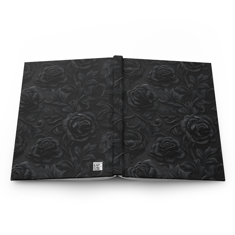 Journal rose en relief noir, cahier floral gothique, cahier d'écriture esthétique sombre, cadeau élégant pour écrivains, papeterie sorcière image 6