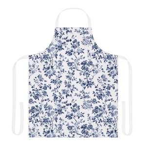 Elegant Floral Apron French Toile, Cooking Gift, Kitchen Decor, Mother&#39;s Day, Designer Apron, BBQ, Baking, Chef&#39;s Apron