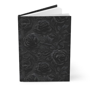 Journal rose en relief noir, cahier floral gothique, cahier d'écriture esthétique sombre, cadeau élégant pour écrivains, papeterie sorcière image 4