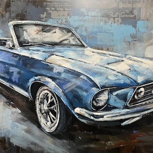 Car Original Oil Painting On Canvas,Car Wall Art,Modern Car Art,Large Living Room Wall Art,Racing Club Wall Decor,Car Original Oil Painting