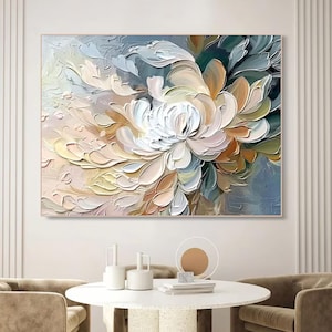 Original Colorful Pastel Flower Painting on Canvas 3D Textured Wall Art Custom Floral Painting Modern Art Living Room Trendy Home Decor