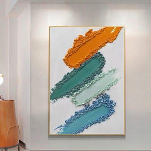 Vibrant Abstract Impasto Painting on Canvas Multicolored Textured Wall Art Handed-painting Modern Art Palette Knife Living Room Wall Art