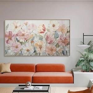 Original Colorful Flower Painting on Canvas 3D Textured Wall Art Custom Wall Art Floral Painting Modern Art Living Room Wall Art Fancy Art