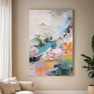 Vibrant Abstract Impasto Painting on Canvas Multicolored Textured Wall Art Handed-painting Modern Art Palette Knife Living Room Wall Art