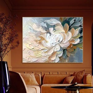 Original Colorful Pastel Flower Painting on Canvas 3D Textured Wall Art Custom Floral Painting Modern Art Living Room Trendy Home Decor