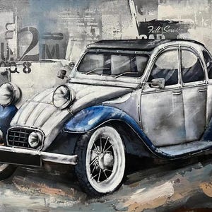 Car Original Oil Painting On Canvas,Car Wall Art,Modern Car Art,Large Living Room Wall Art,Racing Club Wall Decor,Car Original Oil Painting