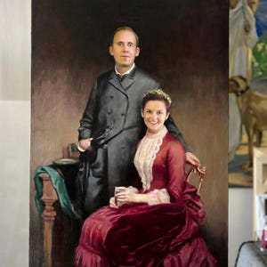 Portrait peint à la main personnalisé,Peinture à l'huile à partir d'une photo,Oeuvre d'art personnalisée pour les proches,Cadeau personnalisé,Peinture personnalisée,Peinture de mariage,Frais de conception