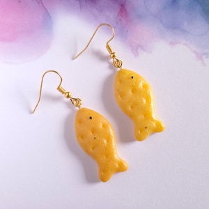 Goldfish Crackers earrings, snacks earrings, Cute earrings, realistic food earrings, resin plastic miniature food, novelty jewelry gift