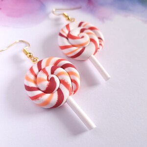 Swirl Lollipop earrings, Cute earrings, candy, sweets, realistic food earrings, polymer clay miniature food, colorful novelty jewelry, gift