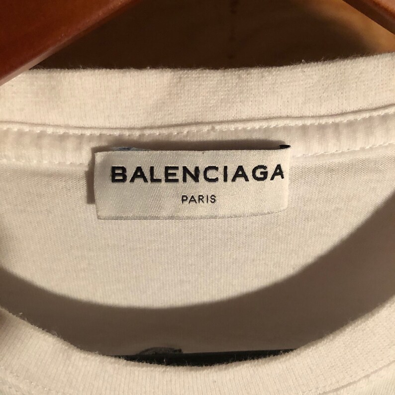 Balenciaga white basic t-shirt stitched Femme Fatale fashion | Etsy
