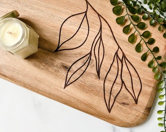 Eucalyptus Charcuterie Board, Serving Tray, Serving Platter, Cheese Board, Laser Engraved