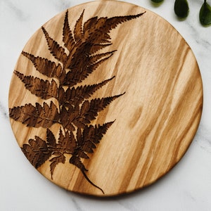 Fern Coaster Set, Set of 4, Wooden Coasters, Olive Wood, Wood Grain, Botanical image 5