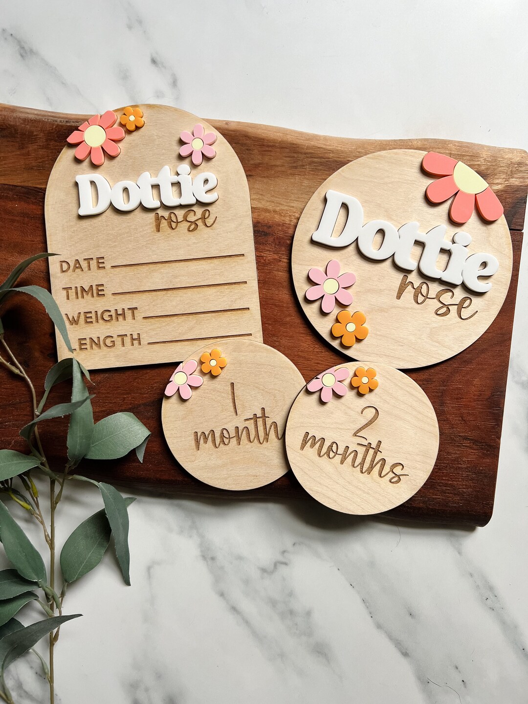 Baby Name Sign and Milestone Card Bundle, Birth Stats Sign, Hospital ...
