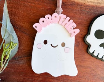 Boo Basket Tag, Halloween Basket Tag, Acrylic 3D Ghost Tag, Personalized Boo Basket Tag, Custom Halloween Tag, Spooky Season Tag, Name Tag