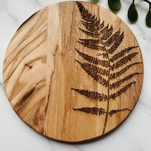 Fern Coaster Set, Set of 4, Wooden Coasters, Olive Wood, Wood Grain, Botanical image 6