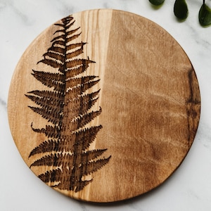 Fern Coaster Set, Set of 4, Wooden Coasters, Olive Wood, Wood Grain, Botanical image 4