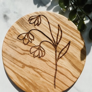 Wildflower Coaster Set Set of 4 Wooden Coasters Olive Wood Wood Grain Floral image 5