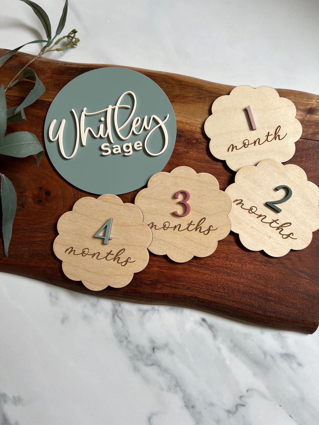 Wood and Acrylic Milestone Cards for Baby Monthly Photos, Multicolor ...