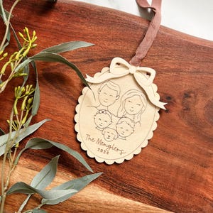 Family Portrait Ornament, Custom Family Ornament, Handmade Family Ornament, Custom Portrait Gift, Family Keepsake, Personalized Holiday Gift