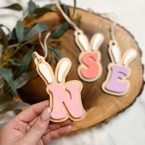 Easter Basket Tag, Personalized Initial Easter Bunny Tag, Custom Kids Easter Tag, Easter Gift Tags, Initial Charm, Bag Tag, Place Card