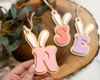 Easter Basket Tag, Personalized Initial Easter Bunny Tag, Custom Kids Easter Tag, Easter Gift Tags, Initial Charm, Bag Tag, Place Card