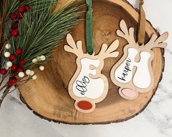 Reindeer Initial Ornament, Initial Ornament, Child's Ornament, Baby’s First Christmas, Acrylic Ornaments, Christmas Ornament, Personalized