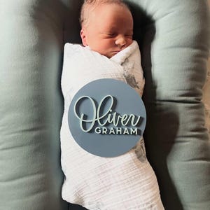 Personalized Baby Name Announcement Sign, Birth Announcement Photo Prop and Shower Gift, Custom Nursery Decor