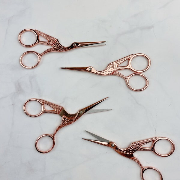 Stork Embroidery Snipet Scissors / Rose Gold / Thread Snips