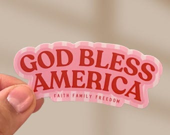 Sticker God Bless America - roze