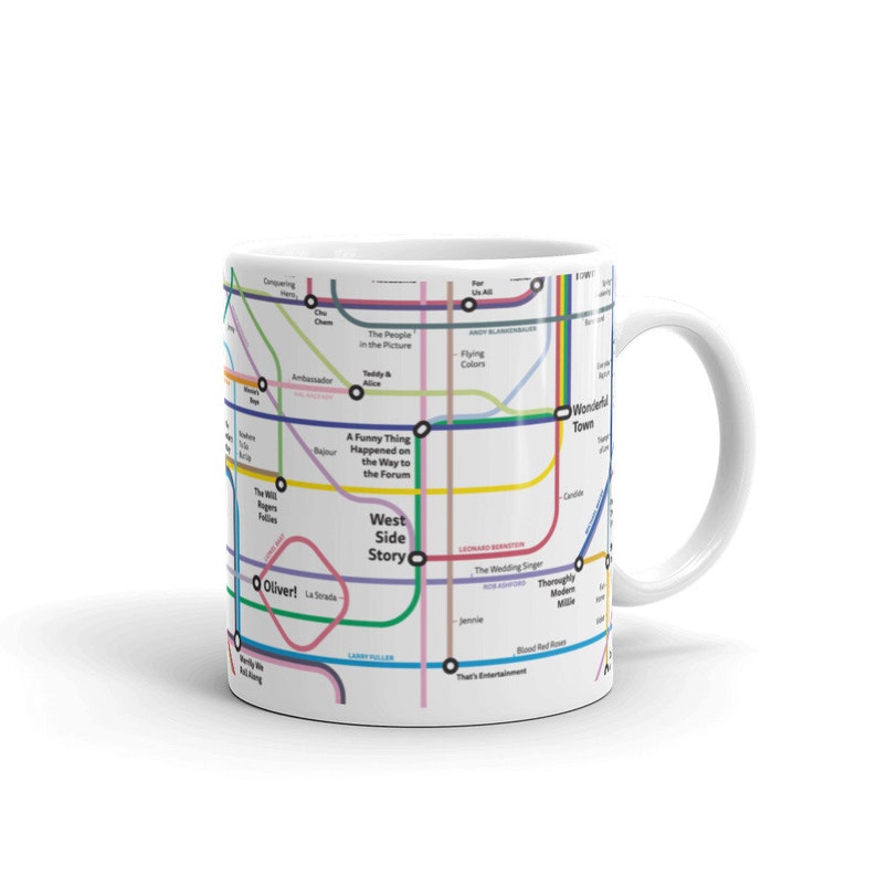The New Broadway Musical History Tube Map Mug 
cadeaux de noel comédie musicale