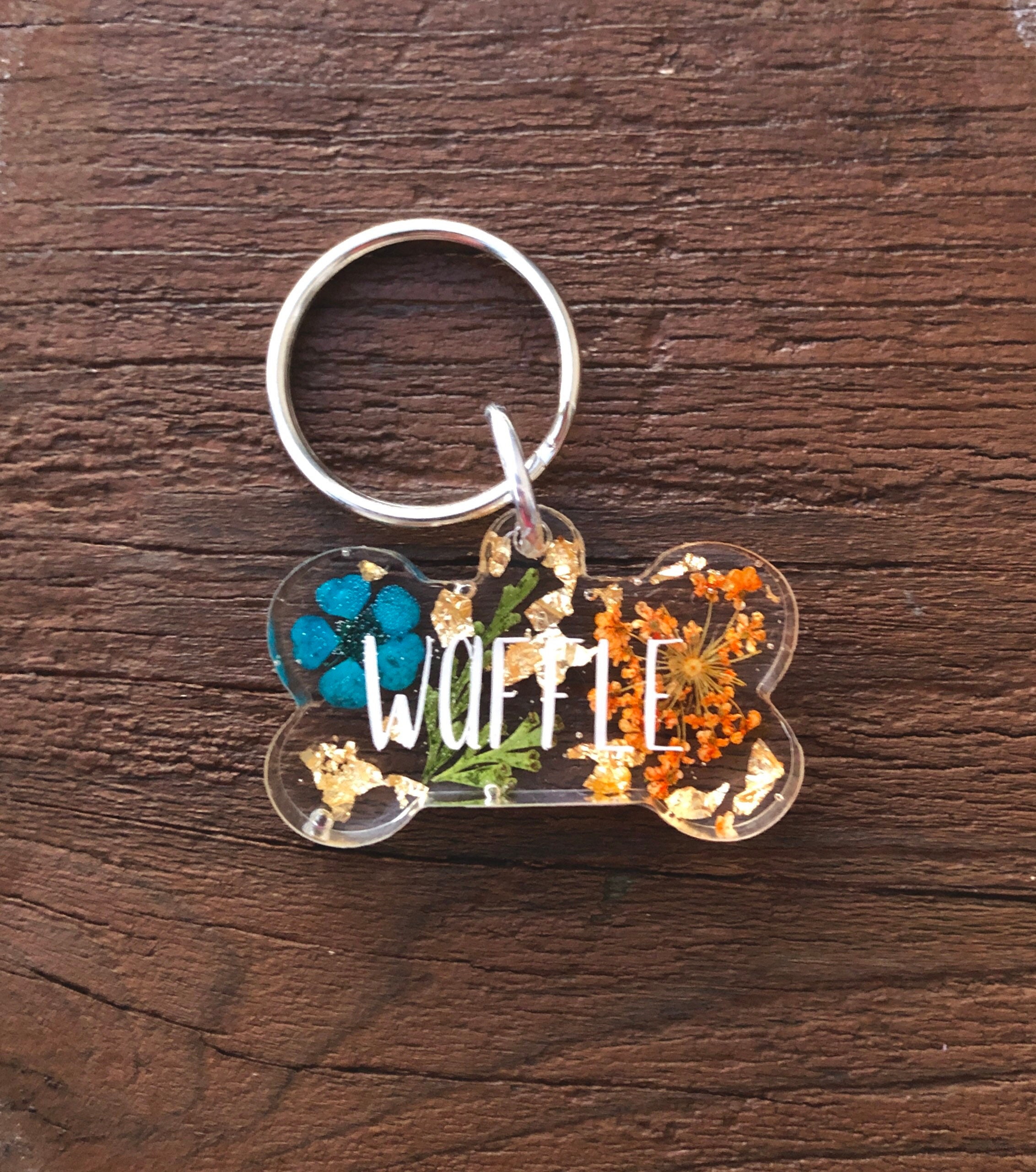 Small Vinyl Floral Resin Dog Tag/Keychain Etsy