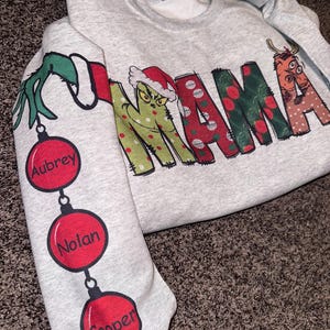 Grinchy Personalized Sweatshirt w/ Kiddo Ornaments