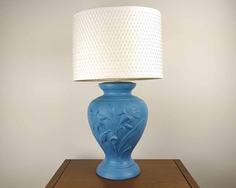 Vintage Table Lamp, Vintage Ceramic Lamp, 1980s Lamp, Vintage Lighting, Vintage Home Decor, Bedroom Lamp, Vintage Lamp Shade, 1980 Lamp