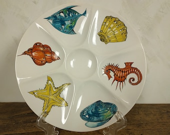 Villeroy Boch Oyster Serving Dish, Ceramic Oyster Platter, Pottery Oyster Tray, Vintage Majolica Seafood Plate, Mid Century Ironstone Dish