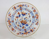 Antique Chinese Kangxi or Yongzheng Period Porcelain Imari Style Plate, Hand Decorated Chinese Pottery, Old Ceramic Dish