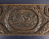 French Antique 18th Century Hand Carved Wood Oak Panel, Antique Wooden Wall Hanging Panel , Antique French Chimera, Primitive Wood Carving