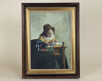 Het Lacemaker-olieverfschilderij op canvas naar Vermeer