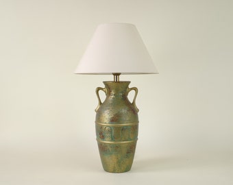 Vintage French Green And Gold Louis Drimmer Greek Urn Table Lamp