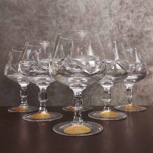 6 Vintage German Hand Cut Crystal Liquor Glasses, Vintage German Glassware, Hollywood Regency Crystal, Vintage German Barware,Glass Stemware