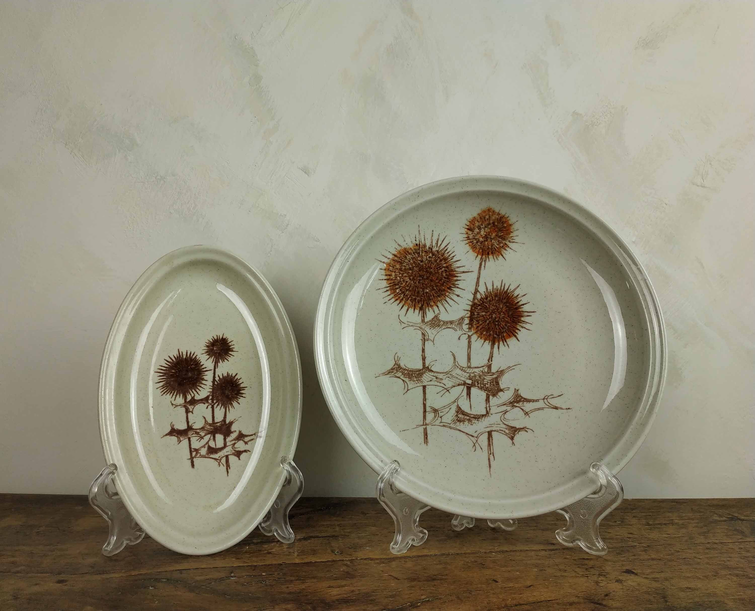 Vintage Des Années 1980 Français Sarreguemines Pottery Serving Dish & Ravier, Stoneware Dinner Party