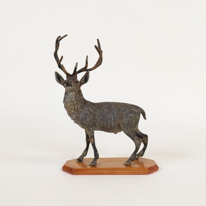 Antique Vienna Austria Bronze Deer Sculpture, Cold Painted GESCHÜTZT Bronze Animal Art Statue image 1