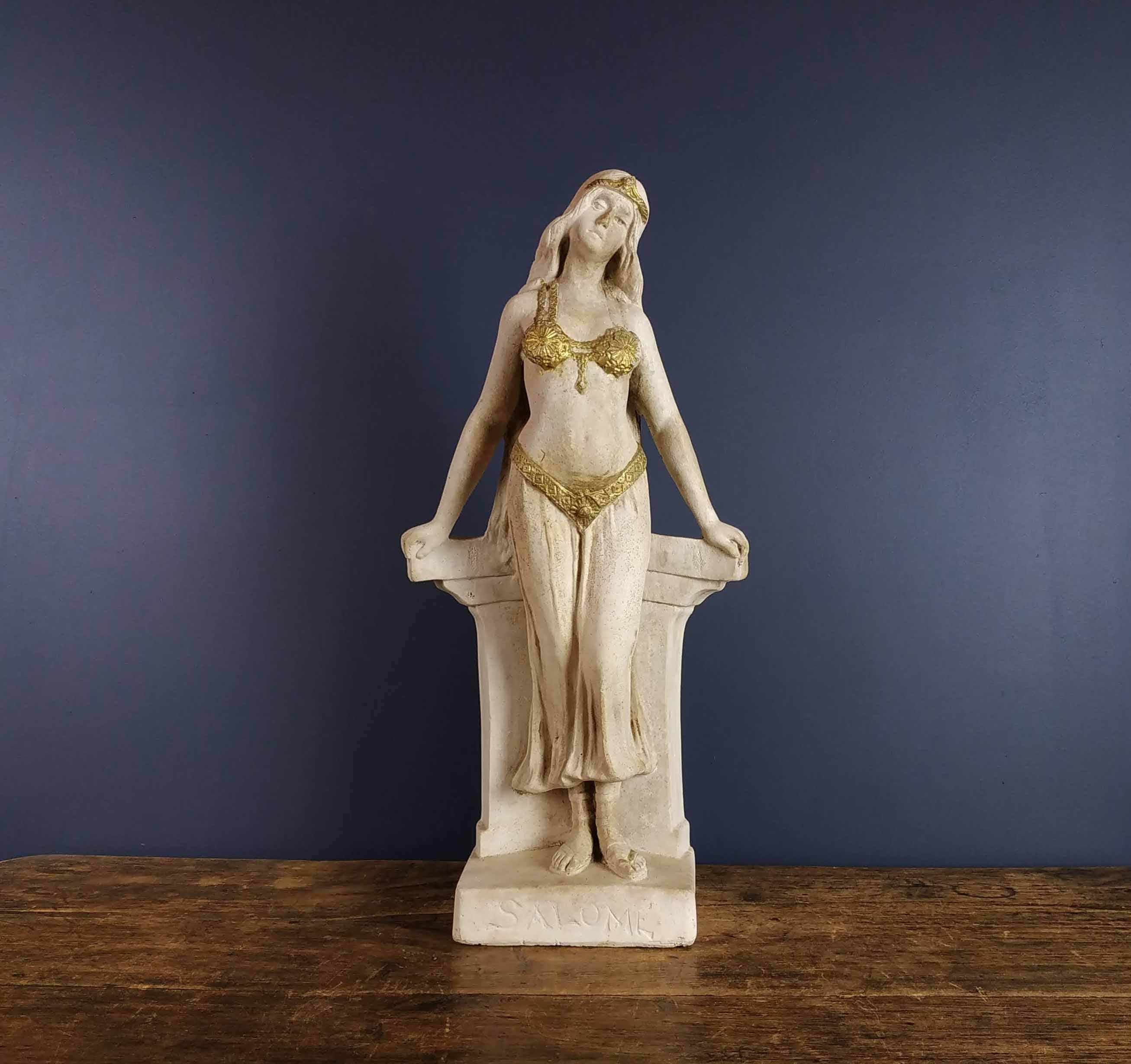Statue de Salomé Vintage, Grande Statue Plâtre, Sculpture Plâtre Des Années 1950, Statue Milieu Sièc