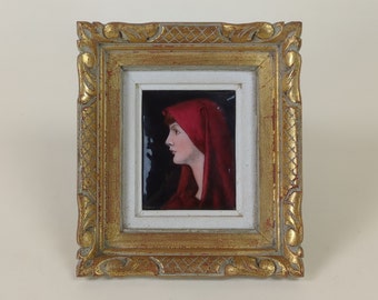 French Framed Limoges Enamel Painting Of Saint Fabiola In The Style Of Henner