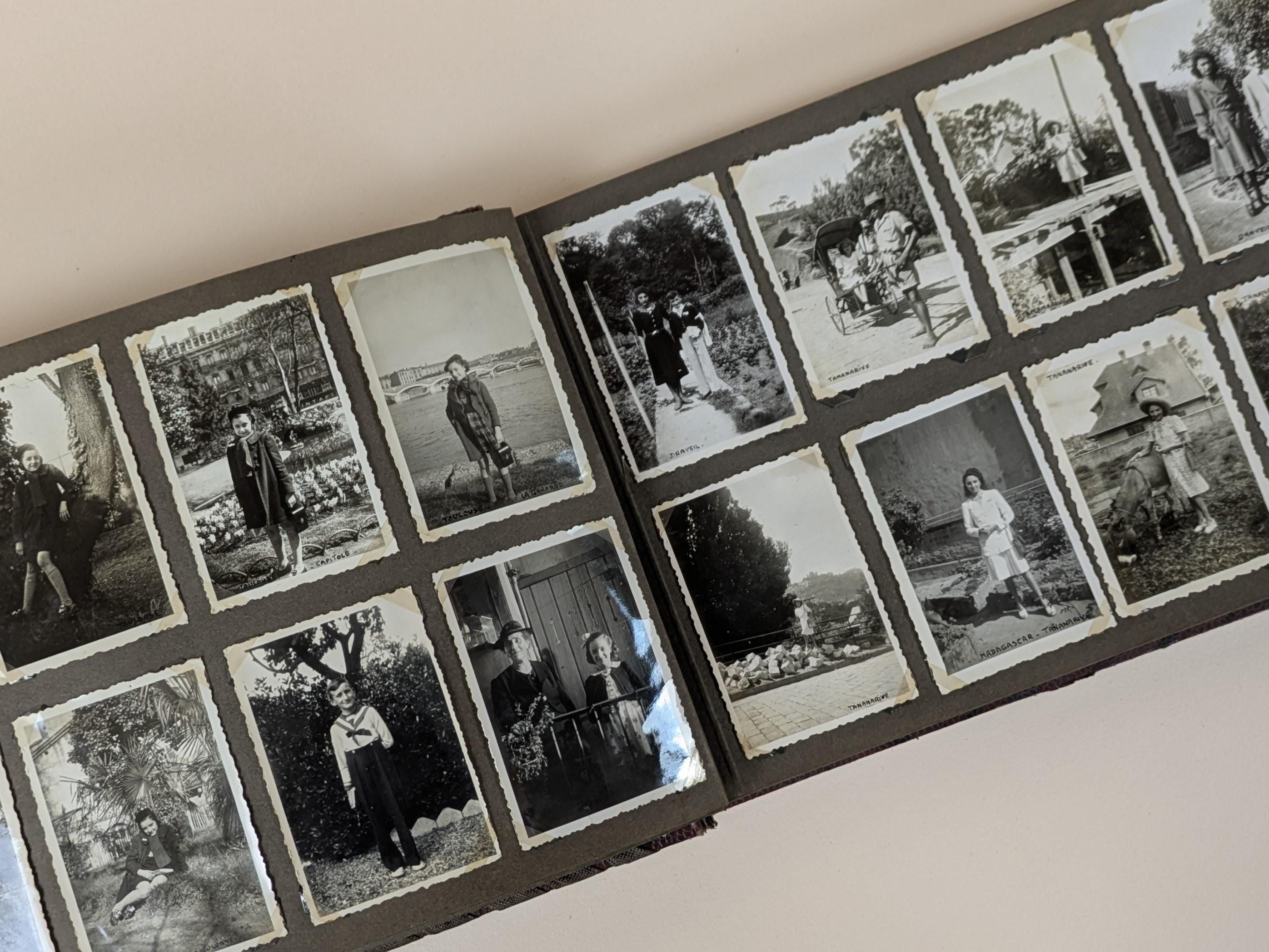 Vintage French Photo Album, 1940s Ephemera, 370 Black & White