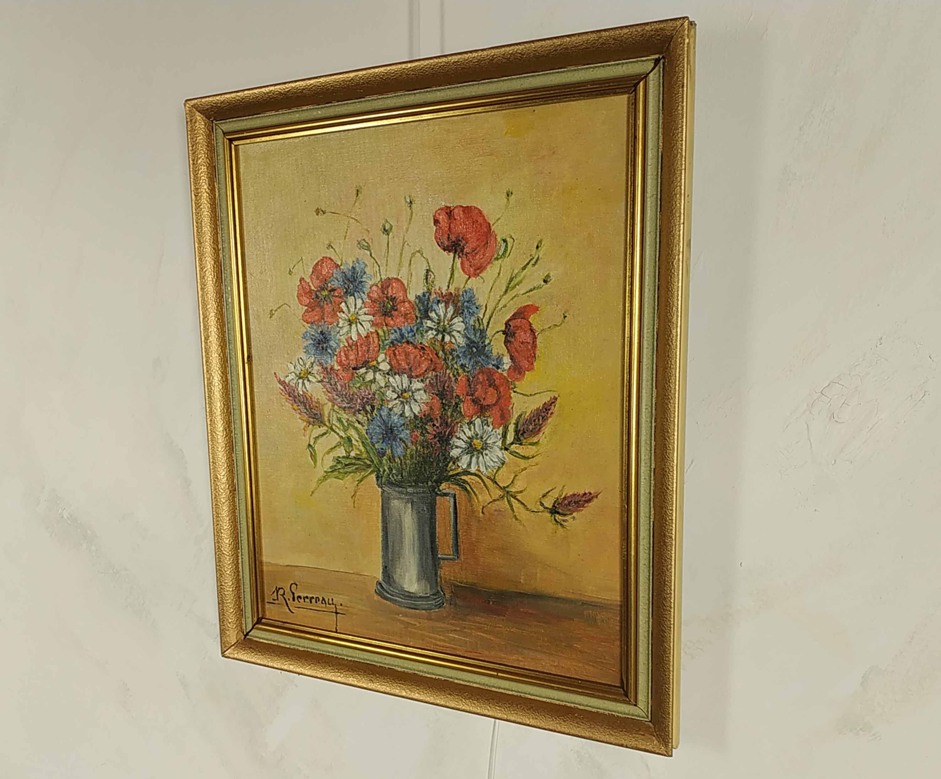 花瓶に生けた花 大判絵画フランス画家油絵