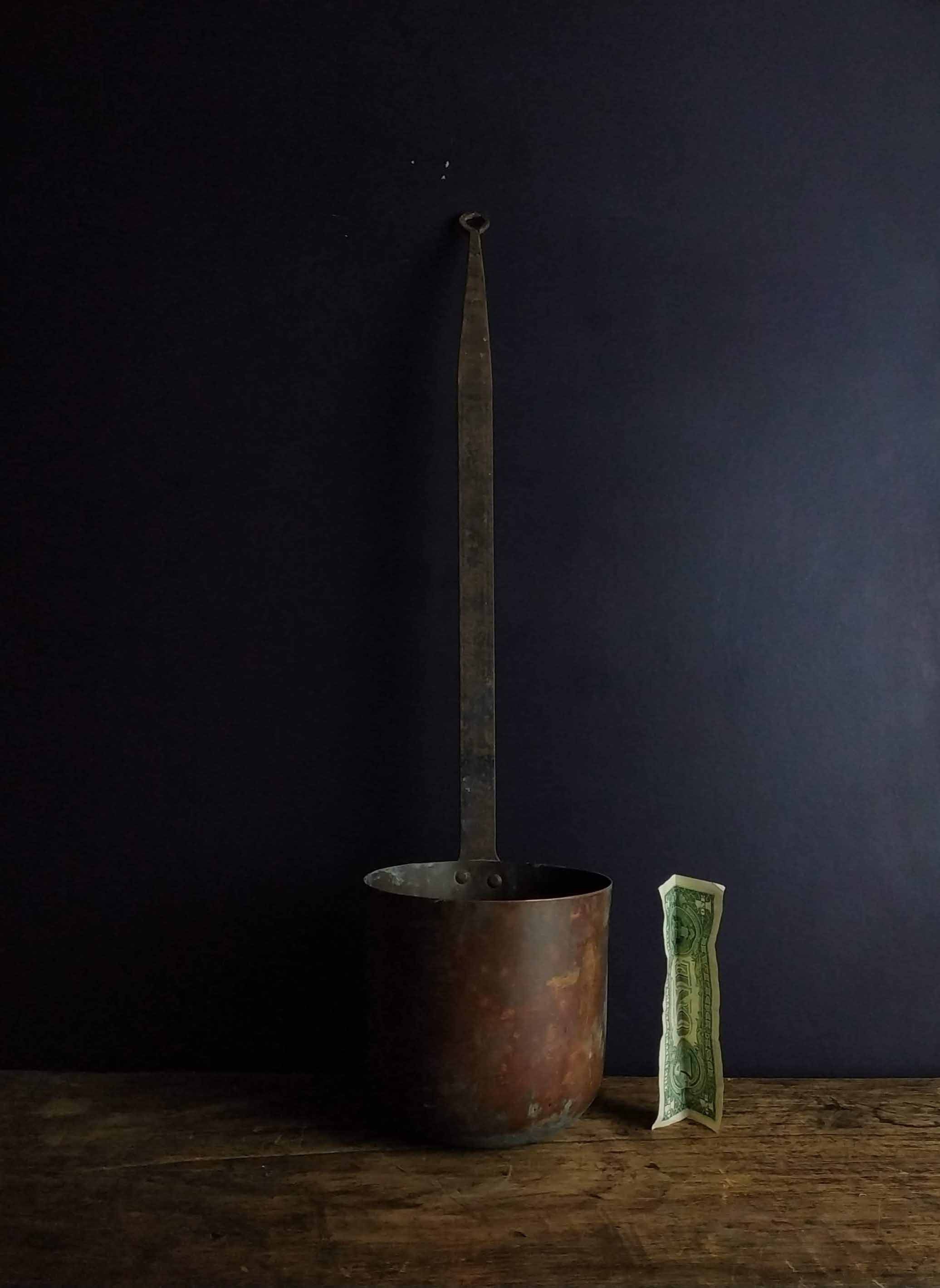 Louche de Cuivre Antique Français, Louche Français Primitif, Cuillère en Énorme, Décor Cuisine Suppo