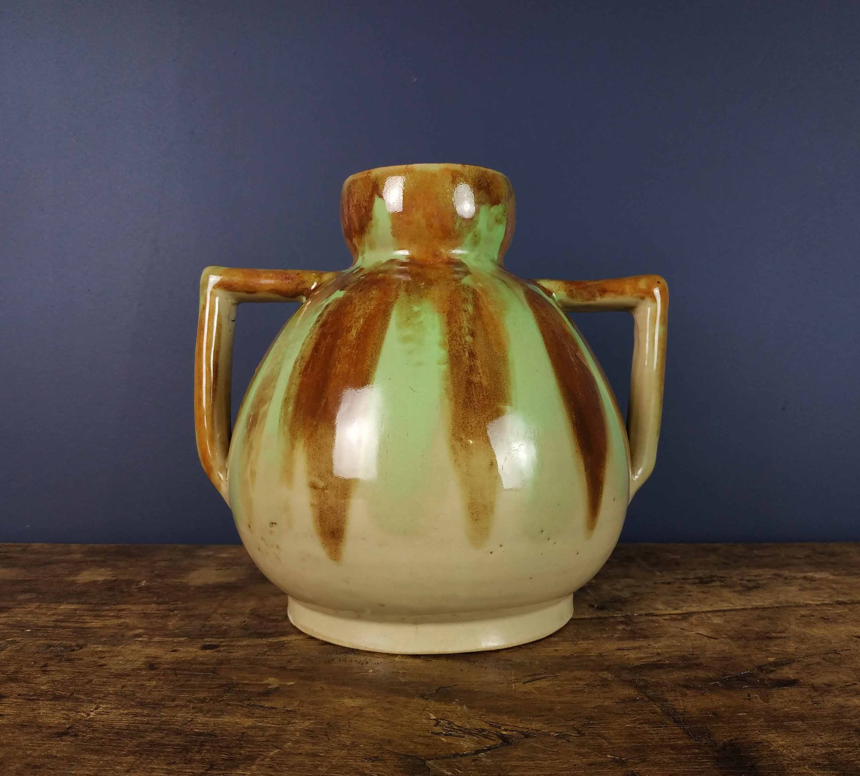 Français Art Deco Vase, Vintage Ceramic Vase de Français Company Jeb, 1930Potter Vase, Glazed Earthe