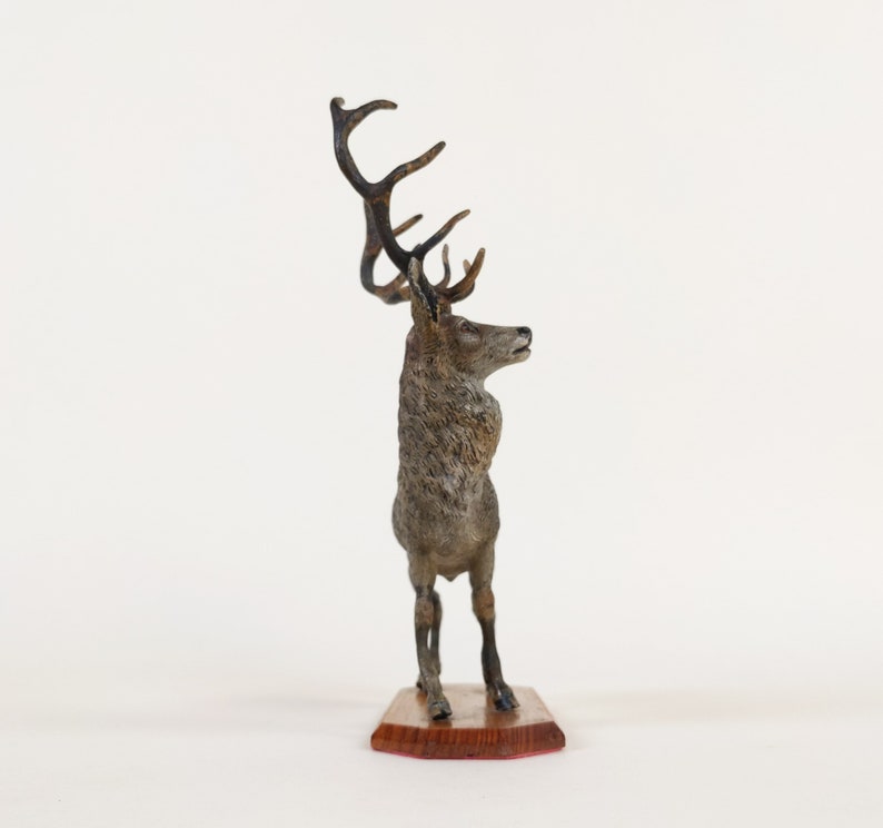 Antique Vienna Austria Bronze Deer Sculpture, Cold Painted GESCHÜTZT Bronze Animal Art Statue image 8