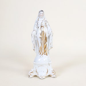 Antique 1800s French Virgin Mary Paris Porcelain Figurine, Religious Ceramic Madonna Statue, Our Lady Home Chapel, Antique Christian Decor image 10